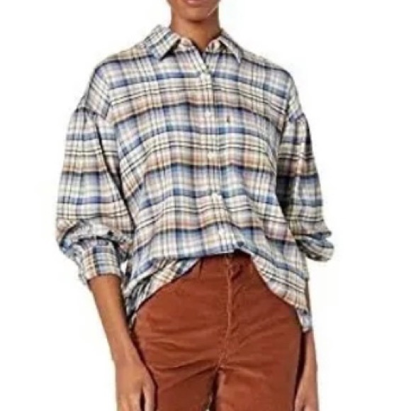 NEW Size Large Levis Kenna Menswear Plaid Flannel Oversized Button Up Shirt - Picture 2 of 10
